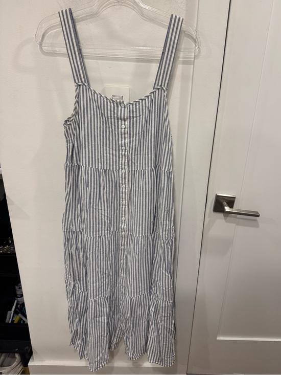 Madewell Dresses & Skirts - Madewell Blue and White Striped Tiered Midi Dress